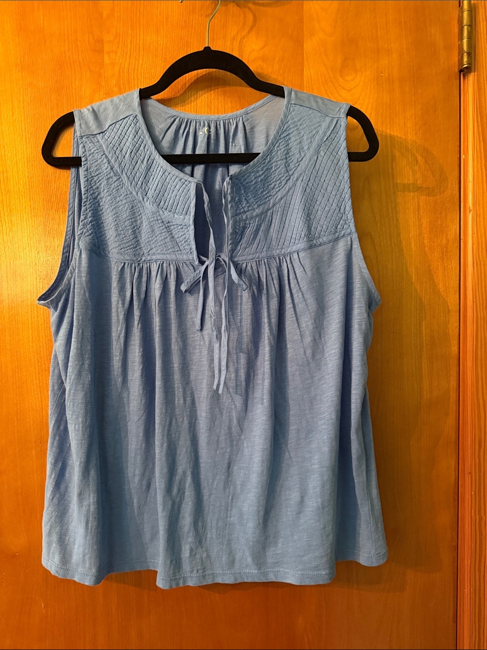 LOFT Light Blue Sleeveless Tie-Front Yoke Camisole